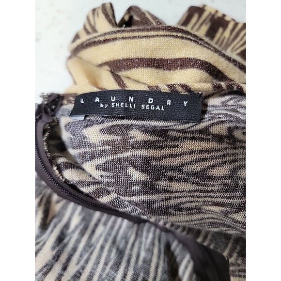 Laundry By ShelIi Segal Knit Dress Small Brown Chocolate Swirls Deep V-Neck Zip - Picture 3 of 14